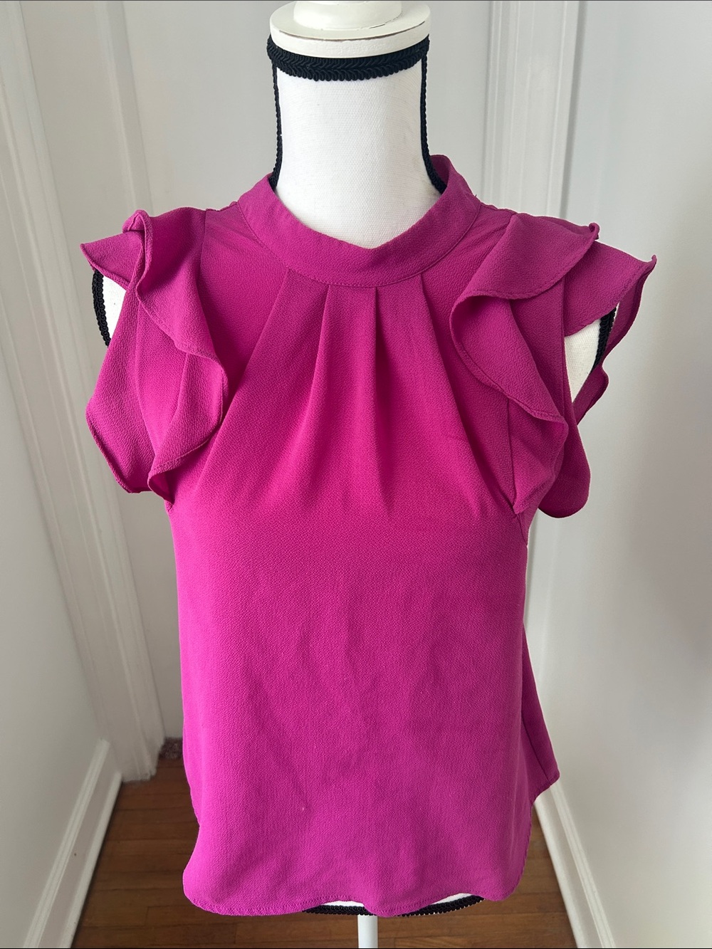 Women's Fuchsia Ruffle Sleeve Blouse